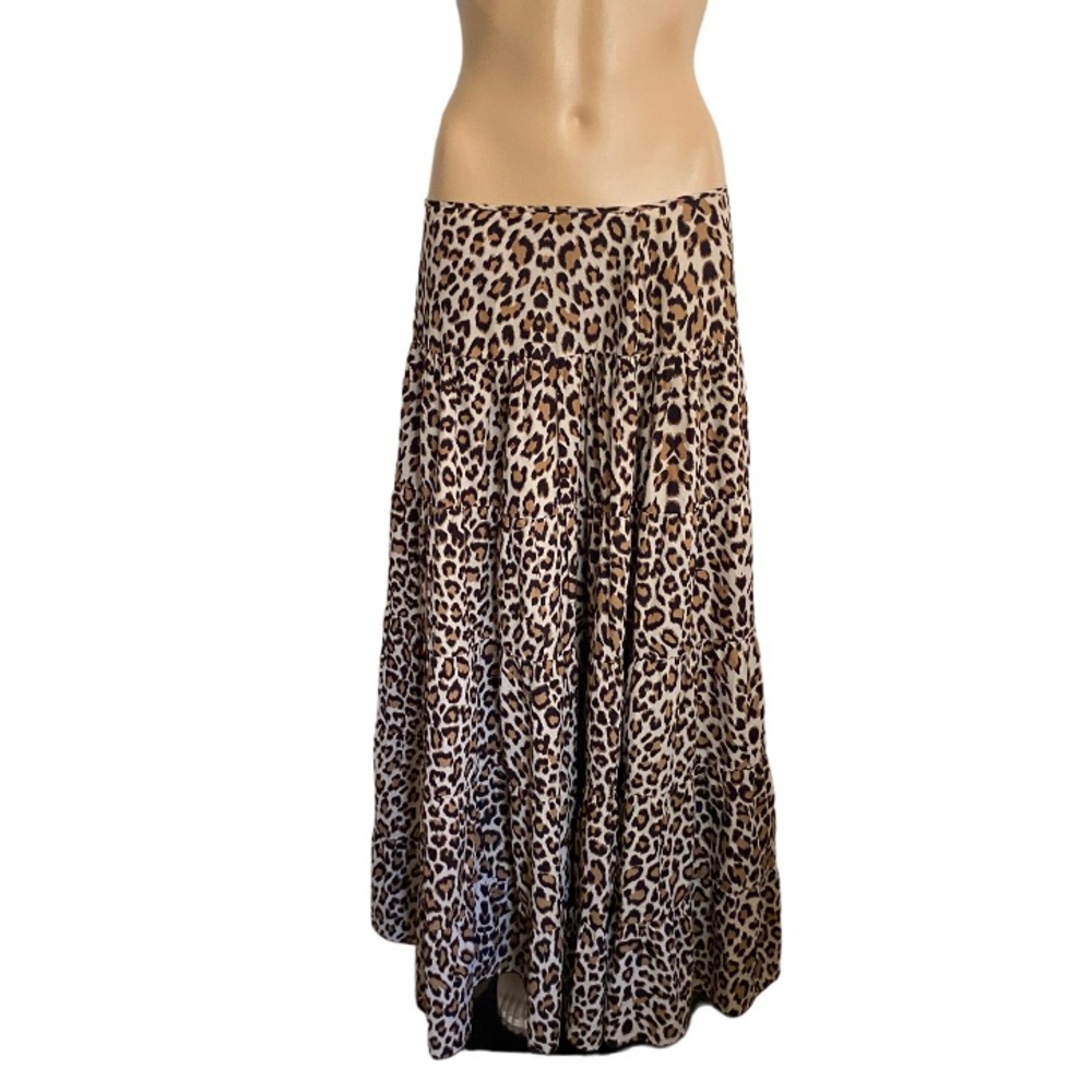 WD NY Animal Print Tiered Lined Full Length Skirt Size 8